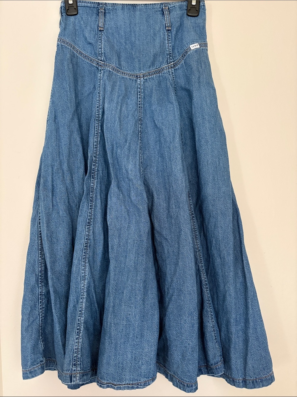 Levi's Blue Button-Front A-Line Denim Maxi Skirt - Picture 2 of 4